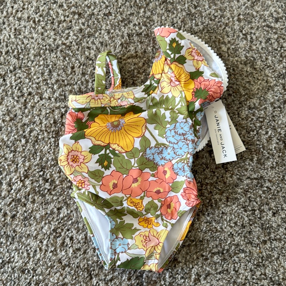 NWT Janie and Jack One Shoulder Swimsuit 12-18M
